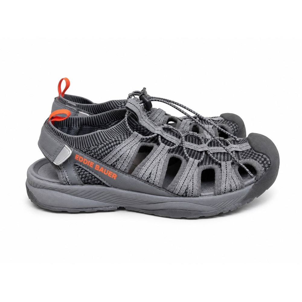 Eddie Bauer Cedar Mens Grey Orange Hiking Sandals Closed Toe Bumper Size 9M